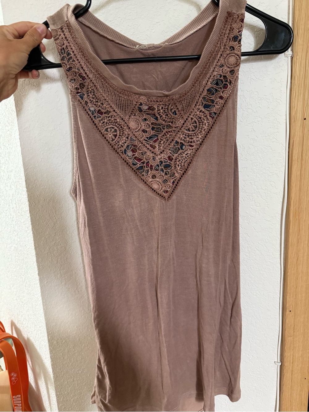 BKE Mauve Crochet-Trim Sleeveless Tank